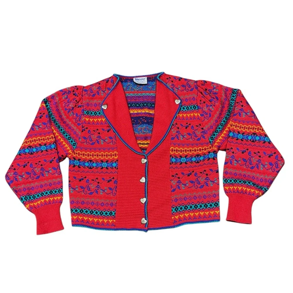 Vintage Meister Women’s Wool Knit Boxy Button Closure Cardigan Size M - Picture 1 of 6